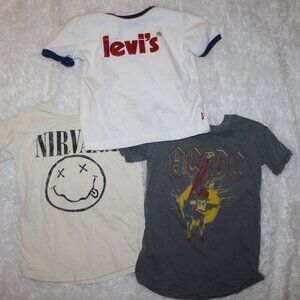 Boys 2T and 4T lot of 3 tee shirts mixed brands Levis, AC/DC and Nirvana